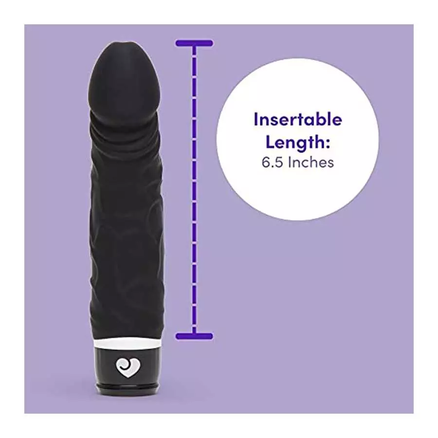 Lovehoney Vibrating Dildo - 6.5 Inch Realistic Dildo - Girthy Silicone Dildo for Women - Waterproof - Black