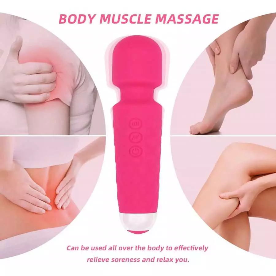 Powerful Wand Massager with 8 Speeds 20 Vibration Modes USB Rechargeable Handheld Cordless Waterproof Personal Massager for Full