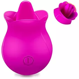 Clitoral Licking Tongue Vibrator with 10 Strong Vibration Modes, Clit Mini Rose Vibrator for Nipples and Clitoris Quick Orgasm, 