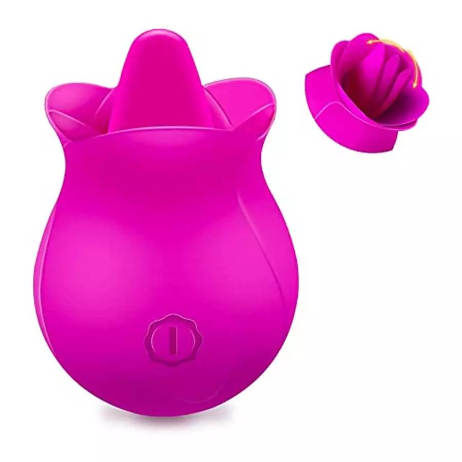 Clitoral Licking Tongue Vibrator with 10 Strong Vibration Modes, Clit Mini Rose Vibrator for Nipples and Clitoris Quick Orgasm, 
