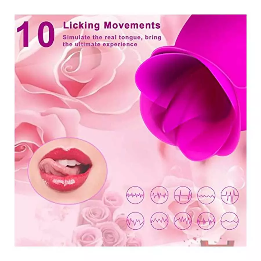 Clitoral Licking Tongue Vibrator with 10 Strong Vibration Modes, Clit Mini Rose Vibrator for Nipples and Clitoris Quick Orgasm, 