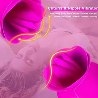 Clitoral Licking Tongue Vibrator with 10 Strong Vibration Modes, Clit Mini Rose Vibrator for Nipples and Clitoris Quick Orgasm, 