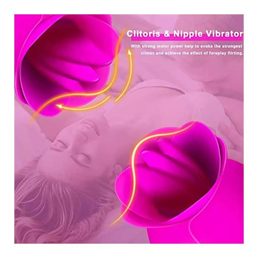 Clitoral Licking Tongue Vibrator with 10 Strong Vibration Modes, Clit Mini Rose Vibrator for Nipples and Clitoris Quick Orgasm, 