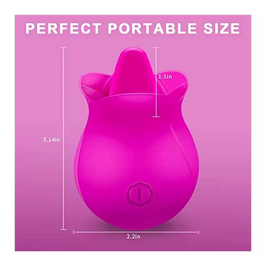Clitoral Licking Tongue Vibrator with 10 Strong Vibration Modes, Clit Mini Rose Vibrator for Nipples and Clitoris Quick Orgasm, 