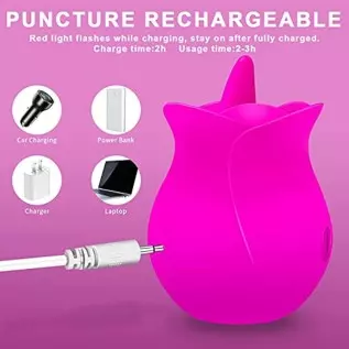 Clitoral Licking Tongue Vibrator with 10 Strong Vibration Modes, Clit Mini Rose Vibrator for Nipples and Clitoris Quick Orgasm, 