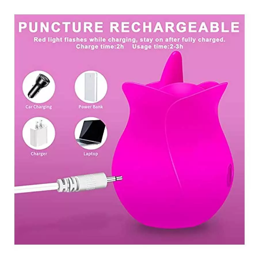Clitoral Licking Tongue Vibrator with 10 Strong Vibration Modes, Clit Mini Rose Vibrator for Nipples and Clitoris Quick Orgasm, 
