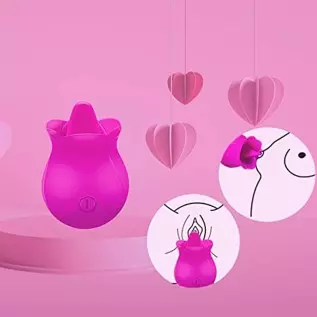 Clitoral Licking Tongue Vibrator with 10 Strong Vibration Modes, Clit Mini Rose Vibrator for Nipples and Clitoris Quick Orgasm, 
