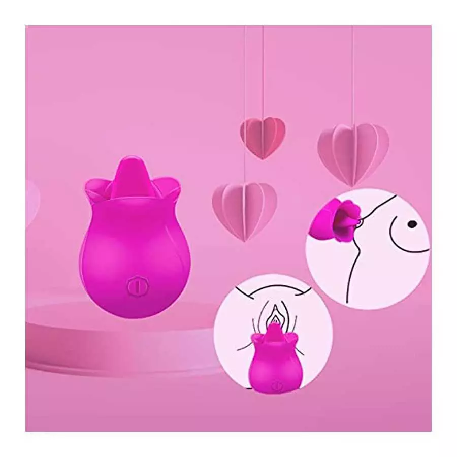 Clitoral Licking Tongue Vibrator with 10 Strong Vibration Modes, Clit Mini Rose Vibrator for Nipples and Clitoris Quick Orgasm, 