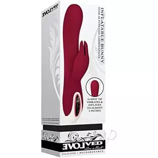 Evolved Love Is Back - Inflatable Rechargeable Silicone Bunny - Over 60 Function Combinations - G-Spot Tip Vibraties & Inflates 