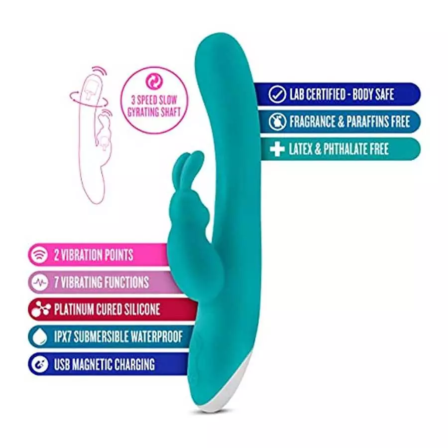 Blush Hop Rave Rabbit Plus - Pleasure Massager for Women - Wireless Rabbit Vibrator Dildo - Female Sexual Wellness - Vibrating G
