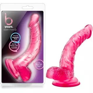 Blush B Yours Sweet n' Hard 7 - Soft Flexible Realistic Feel Curved 8.5 Inch Dildo - 1.5" Thick - Strap On Compatible Suction Cu