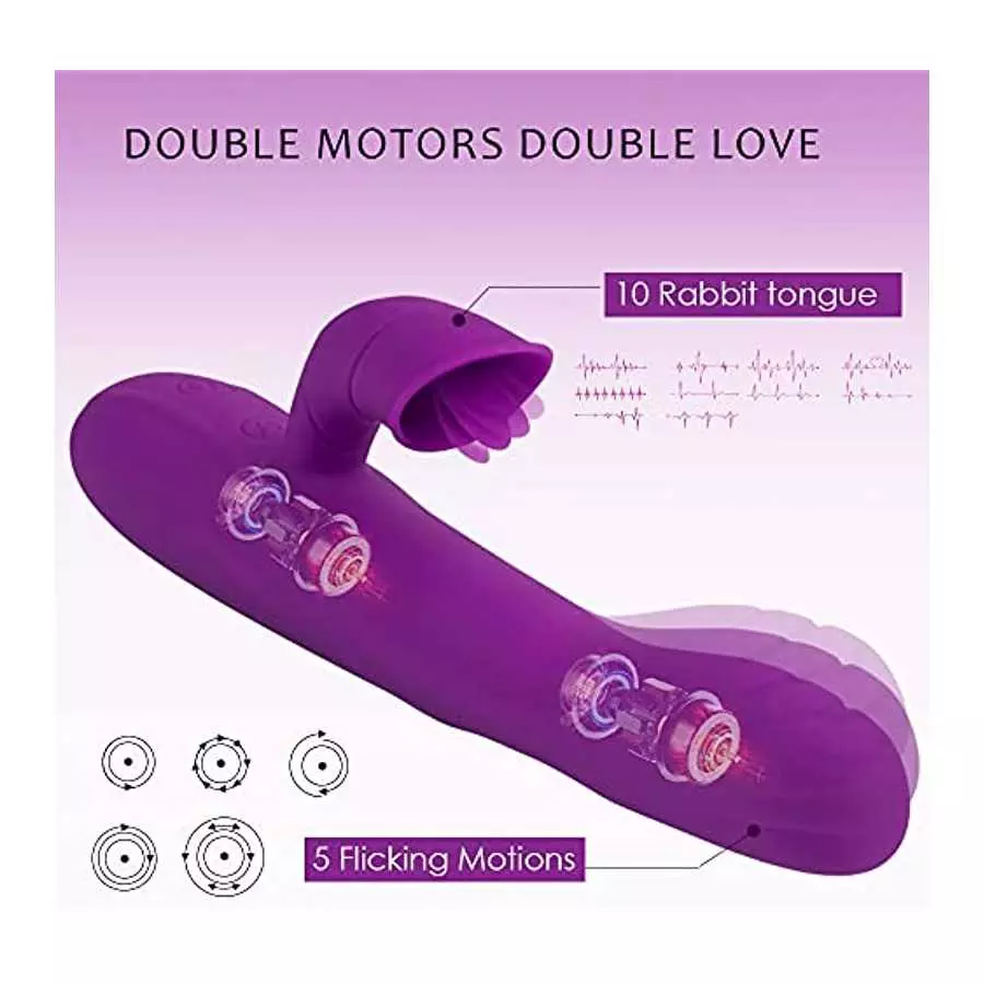 G Spot Rabbit Vibrator Personal Massager for Women,Adult Sex Toys with 10 Tongue Licking & Vibrating & 5 Wiggling,Female Thrusti