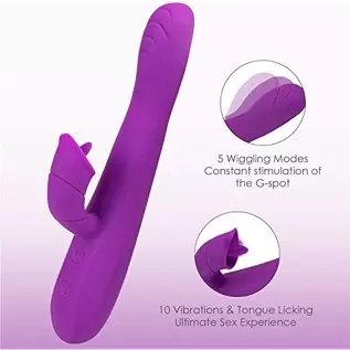 G Spot Rabbit Vibrator Personal Massager for Women,Adult Sex Toys with 10 Tongue Licking & Vibrating & 5 Wiggling,Female Thrusti