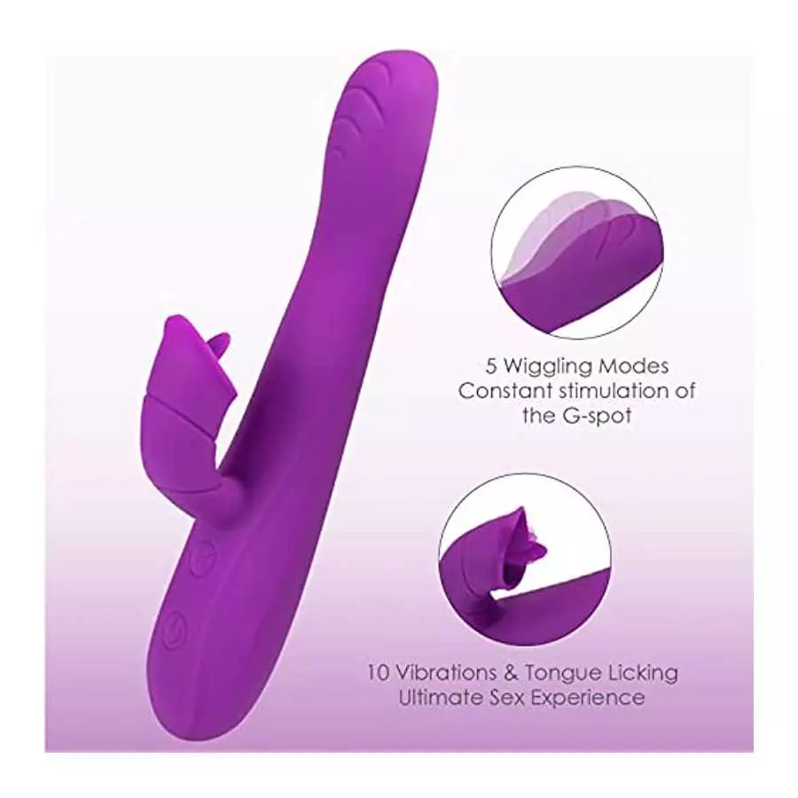 G Spot Rabbit Vibrator Personal Massager for Women,Adult Sex Toys with 10 Tongue Licking & Vibrating & 5 Wiggling,Female Thrusti