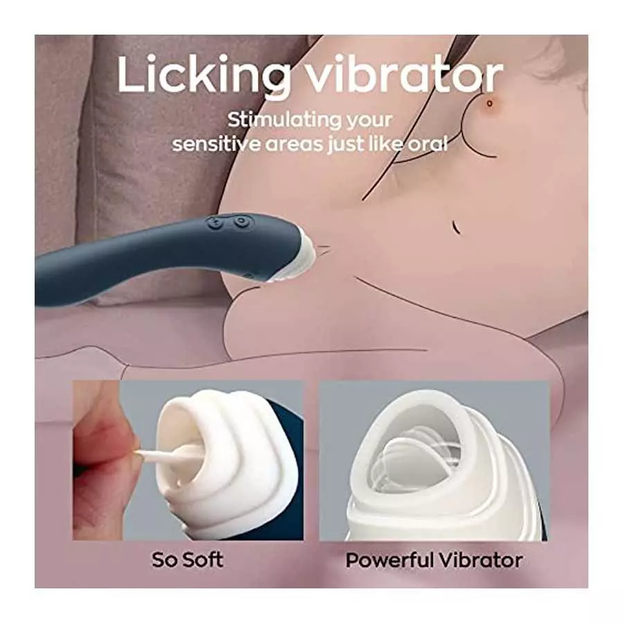 Clitoral Licking G-spot Vibrator,Clit Tongue Dildo Vaginal Vibrating Stimulator with  9 Licking&Vibration Modes,Breast Nipple Ma