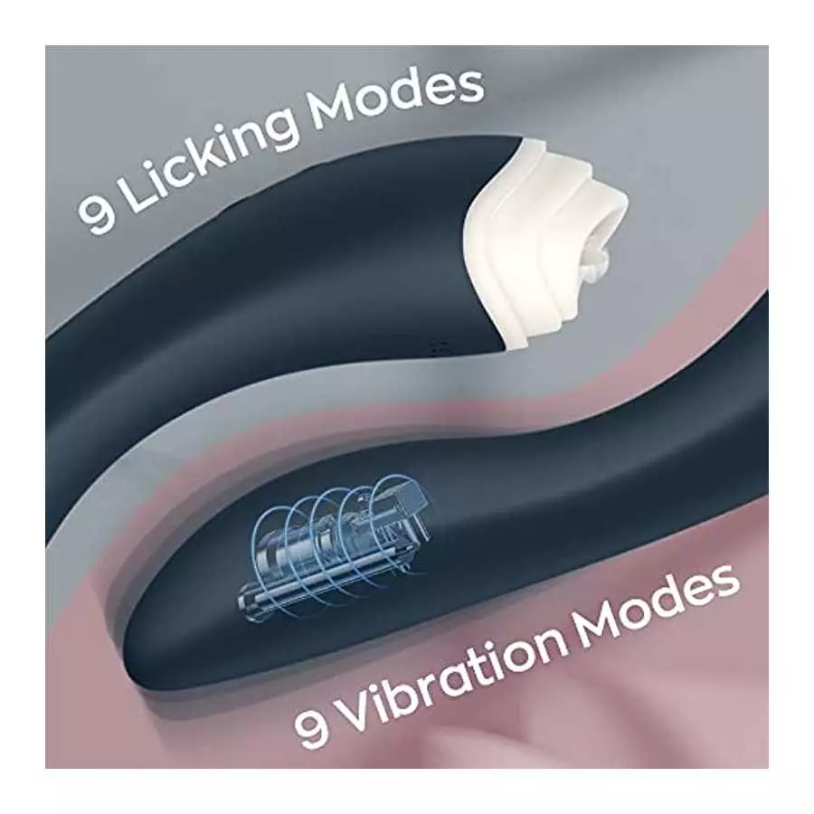 Clitoral Licking G-spot Vibrator,Clit Tongue Dildo Vaginal Vibrating Stimulator with  9 Licking&Vibration Modes,Breast Nipple Ma