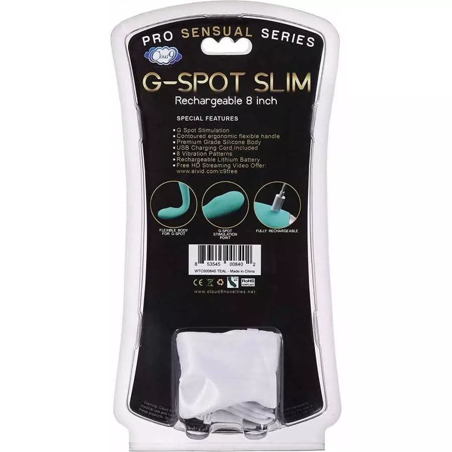 Cloud 9 Novelties 8" G-spot Slim Rechargeable (Teal)