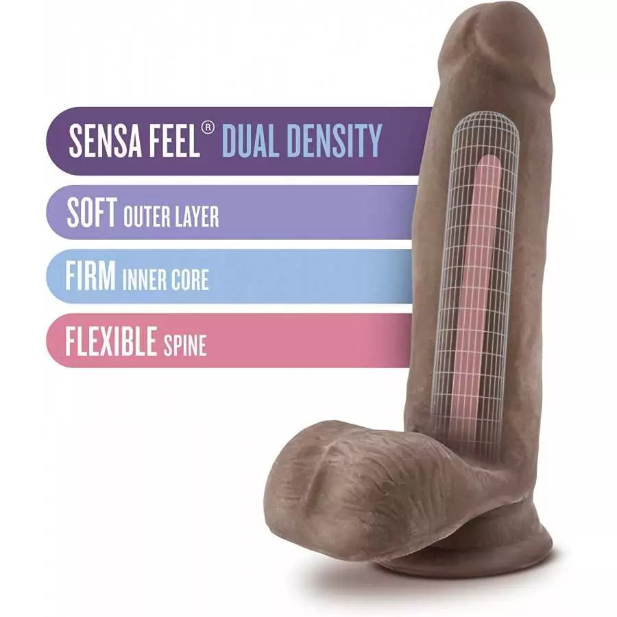 Blush Au Naturel 8 Inch Realistic Sensa Feel Dual Density Flexi Shaft Dildo - Fragrance Free Strong Suction Cup Harness Compatib