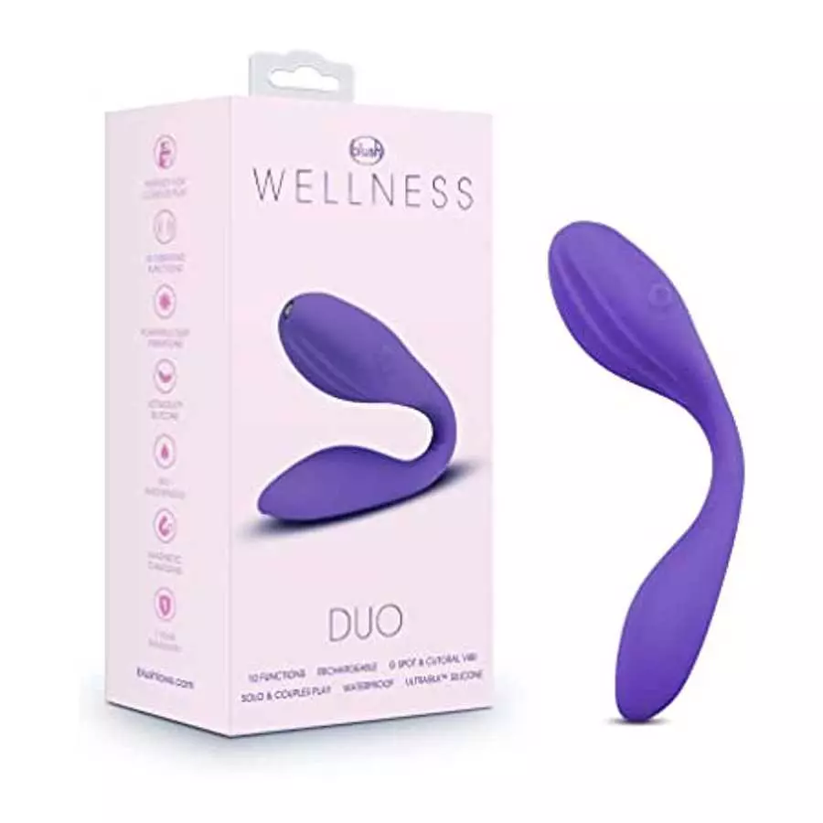Blush Wellness Duo - Flexible Body Bends for Couples Play or Straightens For Solo Play and G Spot Stimulation - 10 Powerful Vibr Blush Wellness Duo - Flexible Body Bends for Couples Play or Straightens For Solo Play and G Spot Stimulation - 10 Powerful Vibr