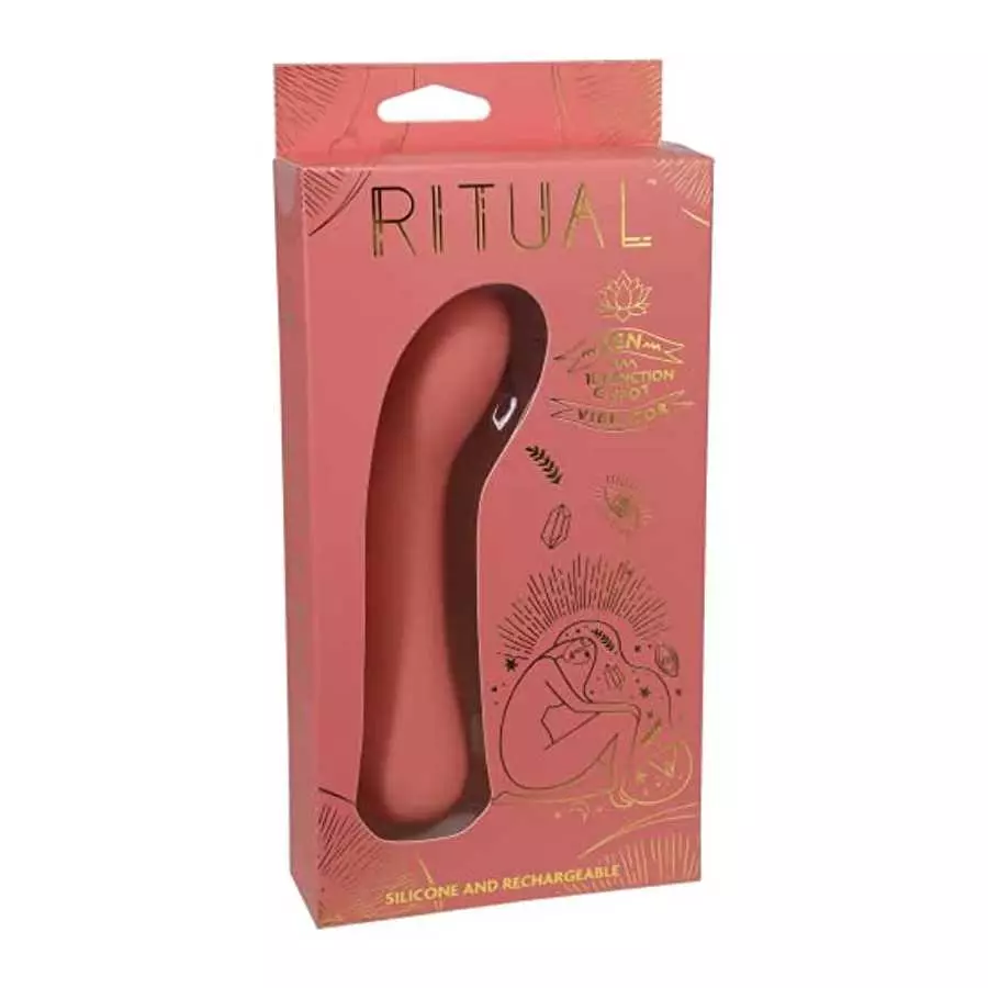 Doc Johnson Ritual - Zen - 10 Function G-Spot Vibrator - Silicone and Rechargeable - Discreet, Coral
