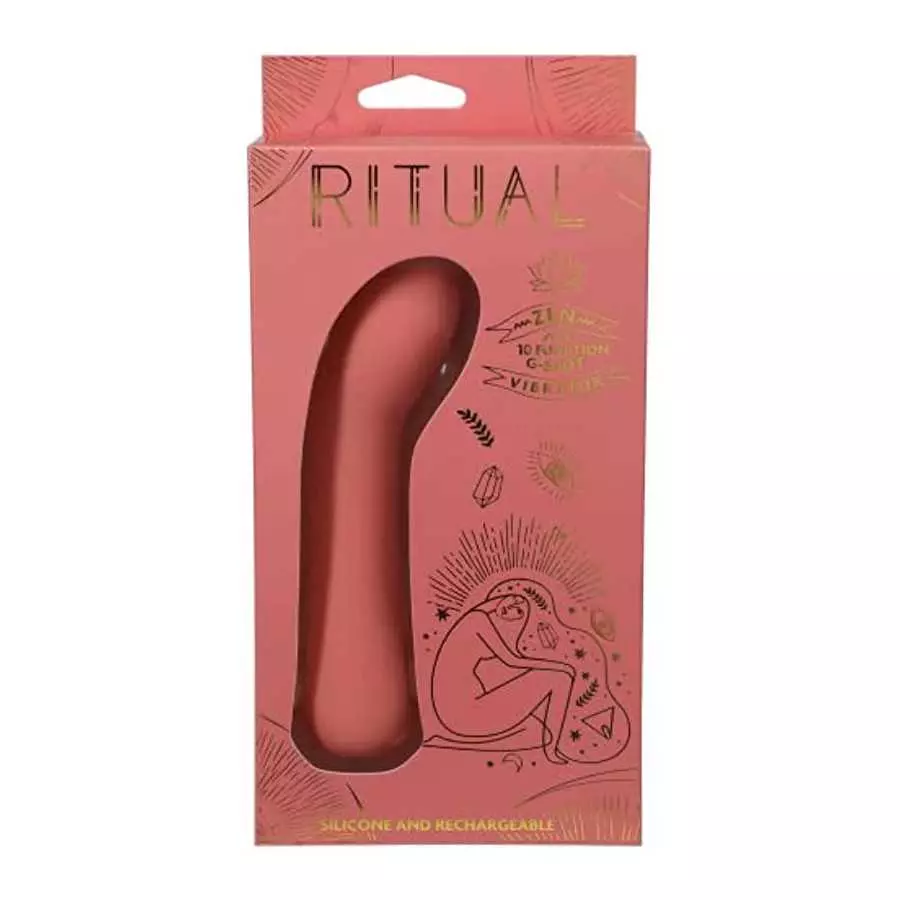 Doc Johnson Ritual - Zen - 10 Function G-Spot Vibrator - Silicone and Rechargeable - Discreet, Coral