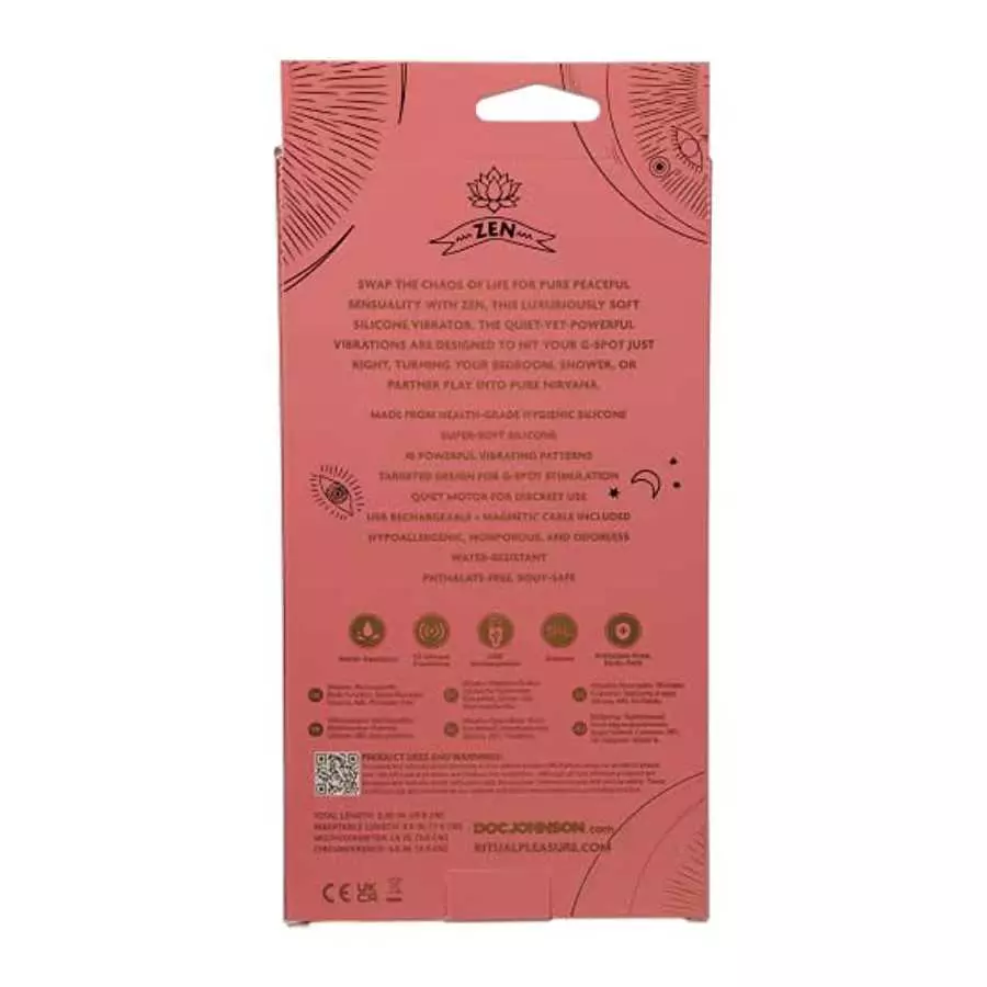 Doc Johnson Ritual - Zen - 10 Function G-Spot Vibrator - Silicone and Rechargeable - Discreet, Coral
