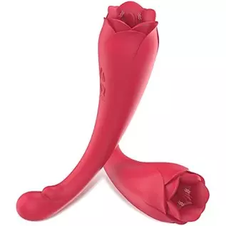 2 in 1 G-Spot Vibrators with 9 Powerful Licking &Vibrating Modes Clitoral Tongue Licking Toy,Rechargeable Rose Stimulator for Wo