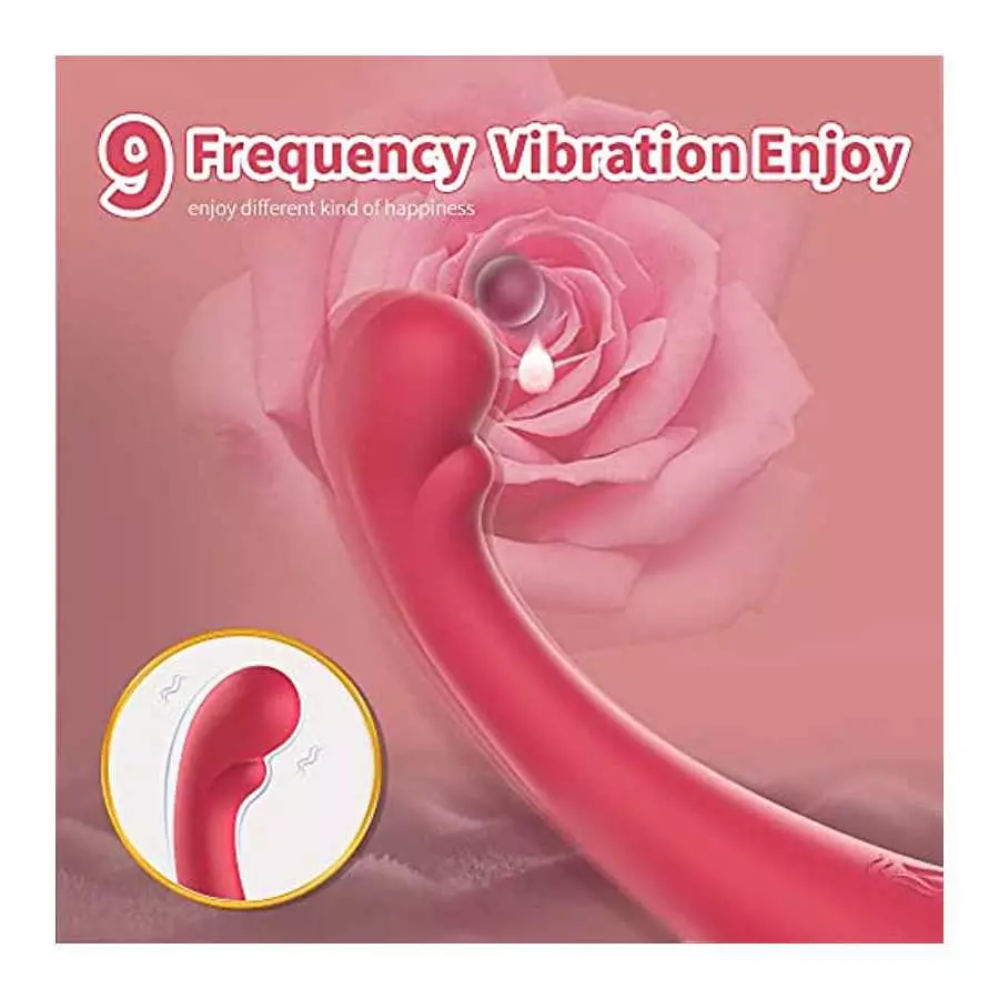 2 in 1 G-Spot Vibrators with 9 Powerful Licking &Vibrating Modes Clitoral Tongue Licking Toy,Rechargeable Rose Stimulator for Wo