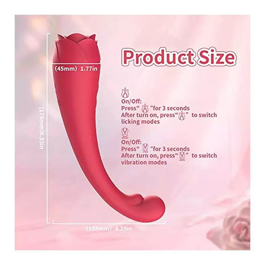 2 in 1 G-Spot Vibrators with 9 Powerful Licking &Vibrating Modes Clitoral Tongue Licking Toy,Rechargeable Rose Stimulator for Wo