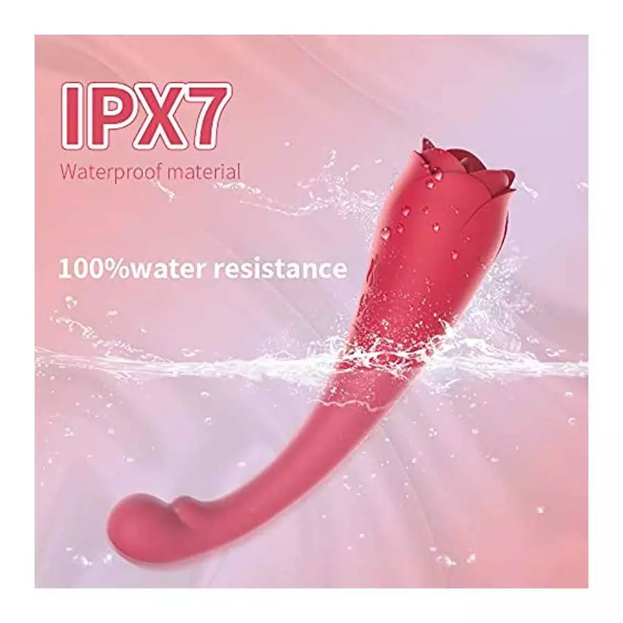 2 in 1 G-Spot Vibrators with 9 Powerful Licking &Vibrating Modes Clitoral Tongue Licking Toy,Rechargeable Rose Stimulator for Wo
