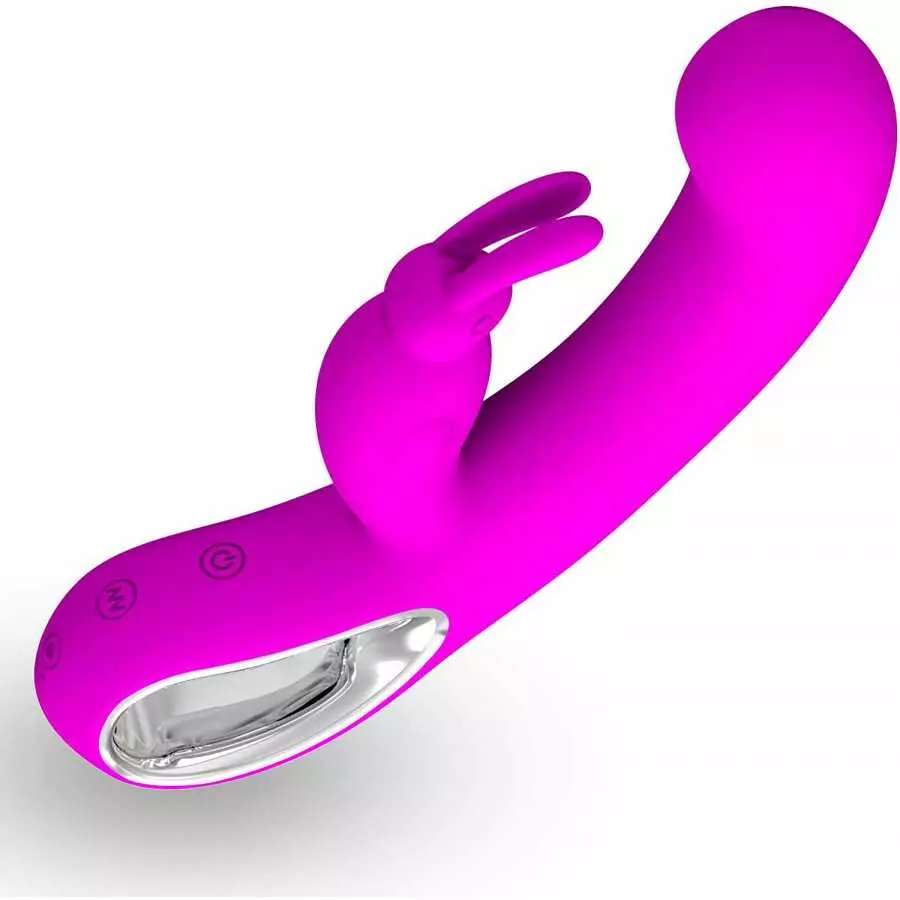 LeLuv Rabbit Vibrator Curved G-Spot Tip and Hollow Handle Smooth Silicone Black LeLuv Rabbit Vibrator Curved G-Spot Tip and Hollow Handle Smooth Silicone Black