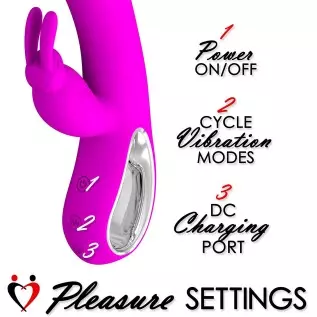 LeLuv Rabbit Vibrator Curved G-Spot Tip and Hollow Handle Smooth Silicone Black