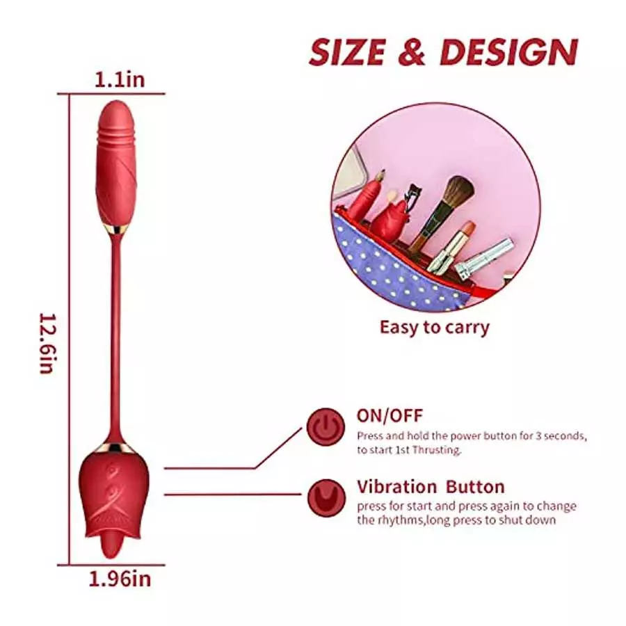 The Rose Toy for Women - Rose Clitorial Sucking Toy with 10 Intense Suction - 2022 Rose Sex Toy with Tongue and Suck - Rechargea