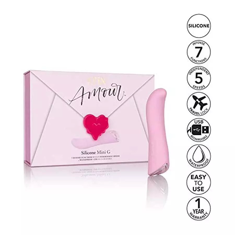 JOPEN Amour Mini G - 7 Function Silicone Body Vibrator - Waterproof Sex Toys for Women 35 Vibration Function Massager - Pink