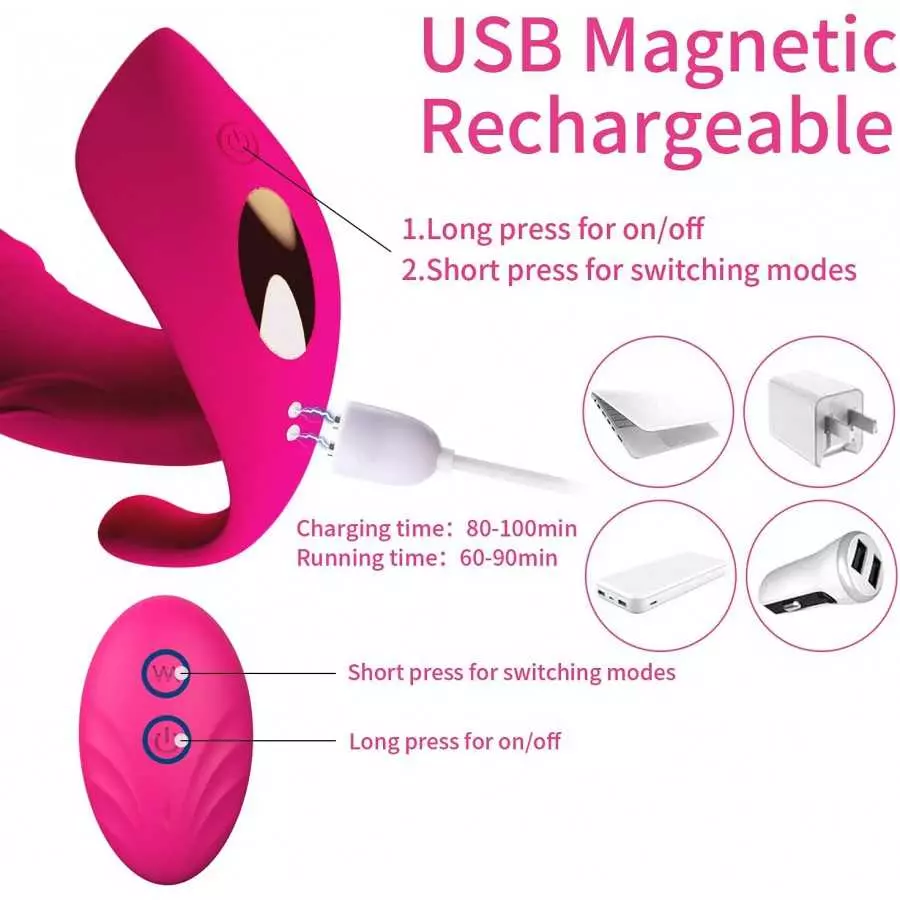 Powerful Wearable Vibrator Dildo with Remote Control, Adult Couple Sex Toy, Women Vibrating Panty with 12 Vibration Modes, Recha