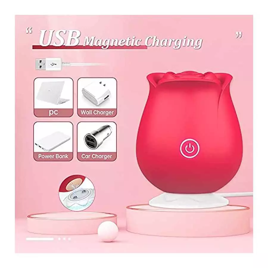 Rose Toy for Woman,Rechargeable Clitorals Stimulator with 10 Vibration Option Pleasure Sex Toy for Clitoral & Nipple Stimulation