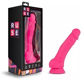 Blush Ruse 7.5 Inch Silicone Dildo, Thick, Girthy, Suction Cup, Strap On Harness Compatible, Sex Toy for Women