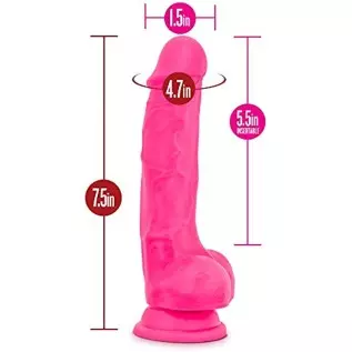 Blush Ruse 7.5 Inch Silicone Dildo, Thick, Girthy, Suction Cup, Strap On Harness Compatible, Sex Toy for Women