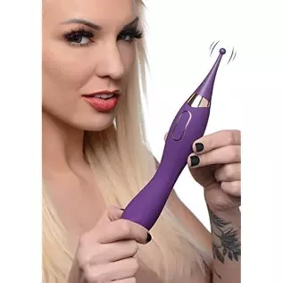 Inmi Pulsing G-Spot Pinpoint Silicone Vibrator with Attachments, Purple,Overall Length 9 Inch, insertable Length 4 Inch, widest 