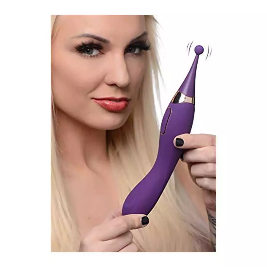 Inmi Pulsing G-Spot Pinpoint Silicone Vibrator with Attachments, Purple,Overall Length 9 Inch, insertable Length 4 Inch, widest 