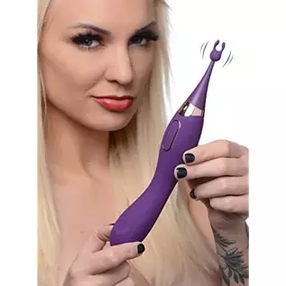 Inmi Pulsing G-Spot Pinpoint Silicone Vibrator with Attachments, Purple,Overall Length 9 Inch, insertable Length 4 Inch, widest 