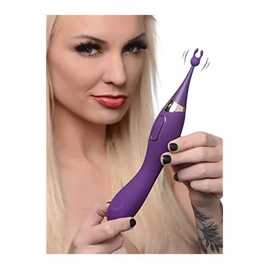 Inmi Pulsing G-Spot Pinpoint Silicone Vibrator with Attachments, Purple,Overall Length 9 Inch, insertable Length 4 Inch, widest 