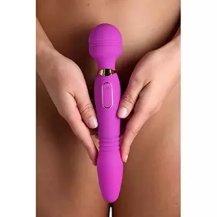WAND ESSENTIALS Ultra Thrust-Her Deluxe Thrusting and Vibrating Premium Silicone Wand for Women Men & Couples. 3 Speeds & 7 Patt