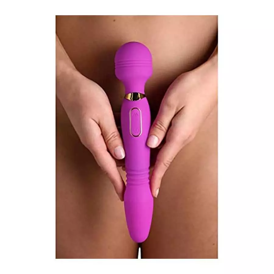 WAND ESSENTIALS Ultra Thrust-Her Deluxe Thrusting and Vibrating Premium Silicone Wand for Women Men & Couples. 3 Speeds & 7 Patt