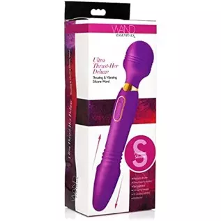 WAND ESSENTIALS Ultra Thrust-Her Deluxe Thrusting and Vibrating Premium Silicone Wand for Women Men & Couples. 3 Speeds & 7 Patt