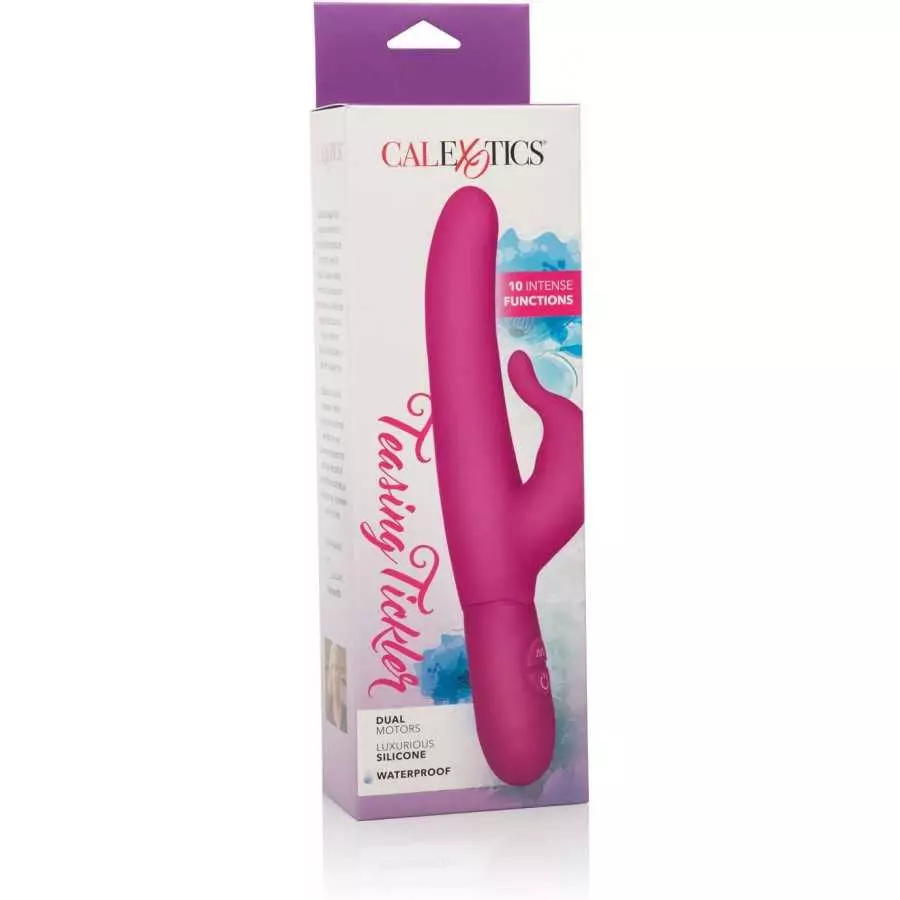 CalExotics 10 Function Teasing Tickler - Waterproof Silicone Rabbit Vibrator – Adult Sex Toys for Couples - Clitoral G Spot Mass
