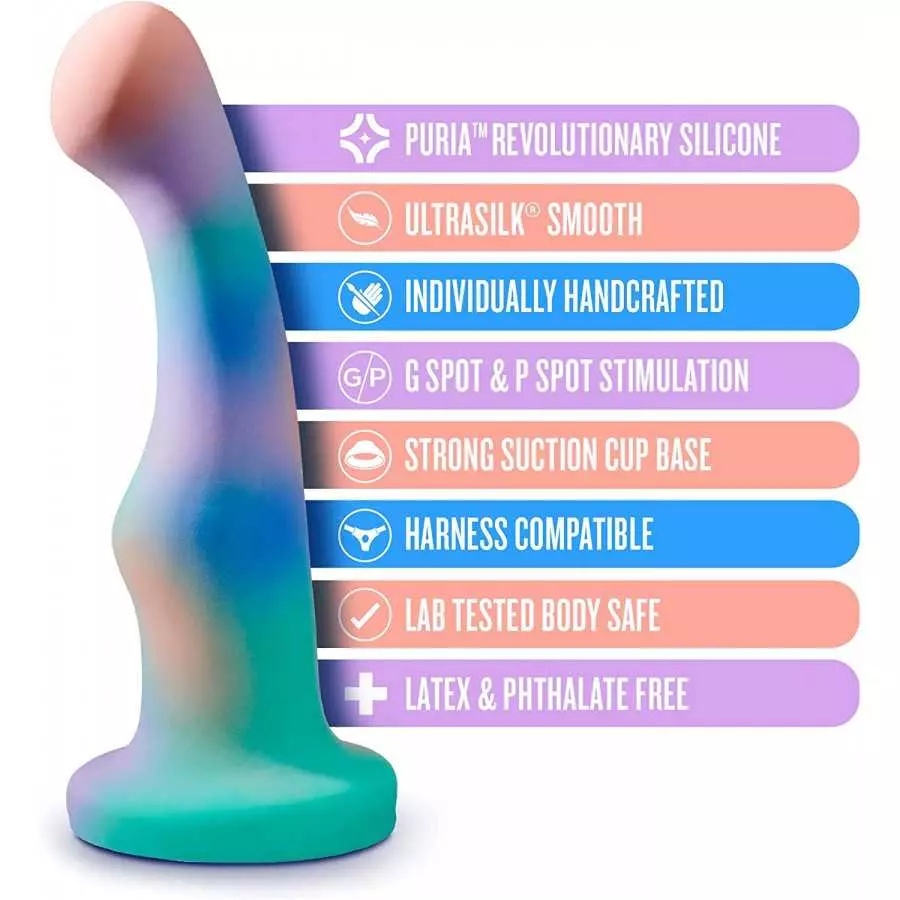 Blush Avant Opal Dreams Silicone Dildo - Curved Shaft for G Spot and P Spot Stimulation - Powerful Suction Cup Base for Hands Fr