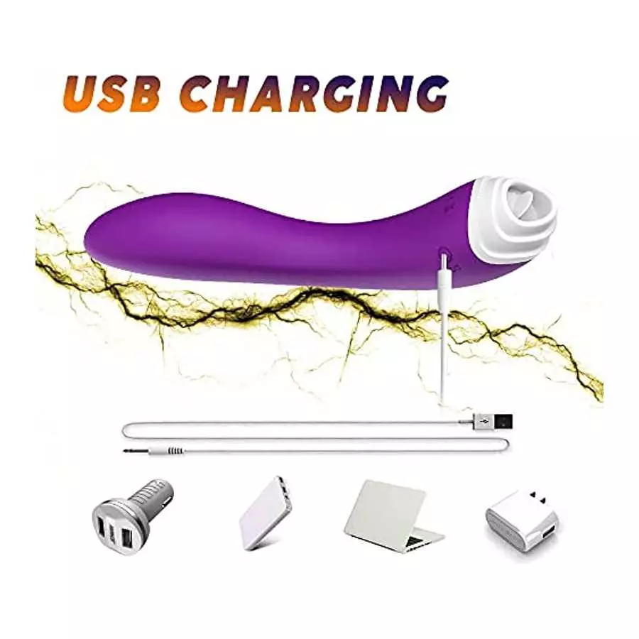 G-Spot Vibrator, Clitoris Licking Stimulator, Dual Stimulation for Clitoral/Nipple/G-spot with 9 Vibrations&9 Pulsations Licking