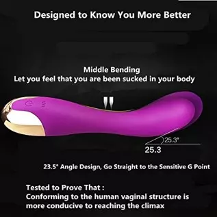 Waterproof Vibrator Dildo for Women with 10 Strong Vibration Modes-Ergonomics 23.5 Degree Bending- Rechargeable -Silicone G Spot
