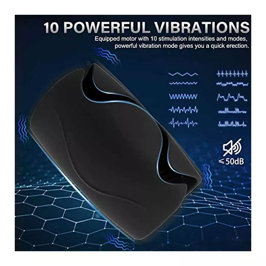Mens Vibrator, Amegow Winged Male Masturbator with 10 Vibrations, Heating Male Vibrator with Ribbed Tunnel for Penis Stimulation
